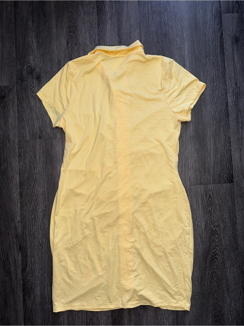 Yellow Ruched Button-Front Mini Dress - Picture 2 of 4